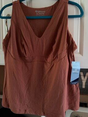Silverts Sleeveless V-Neck Tank Top - Rust - NWT - soft and non binding